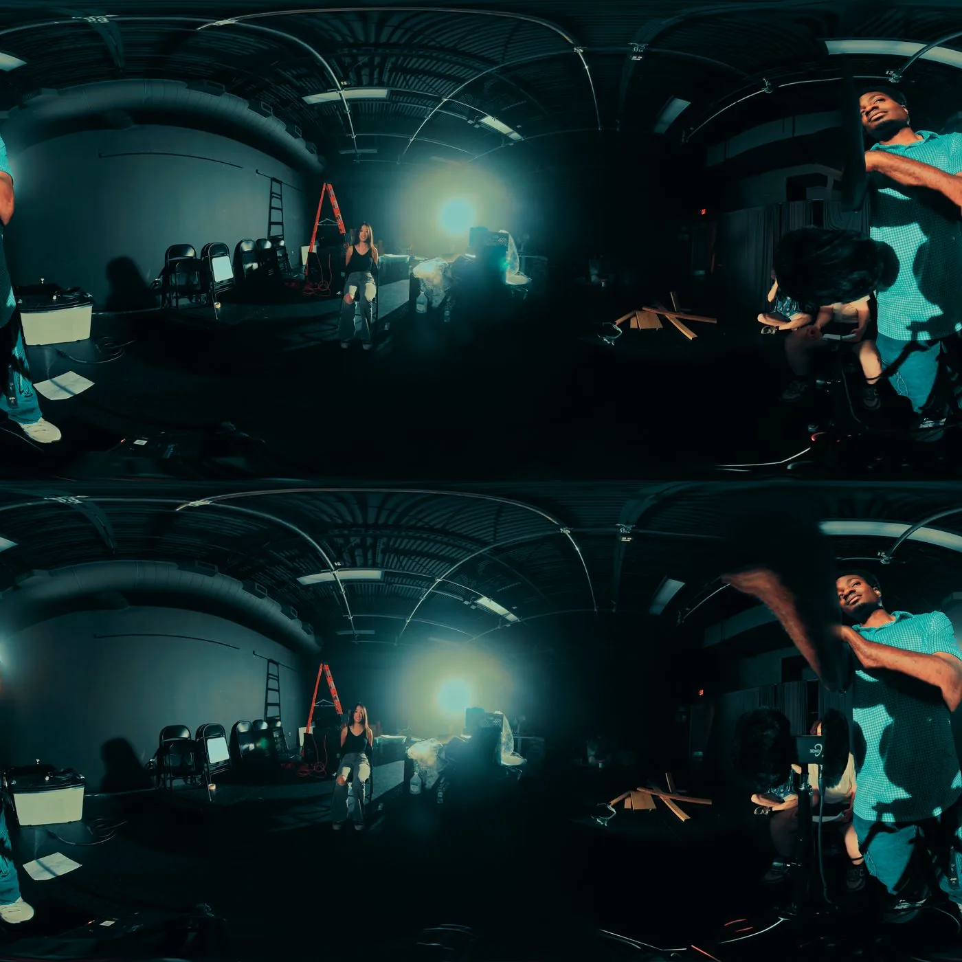 Film frame — warehouse scene